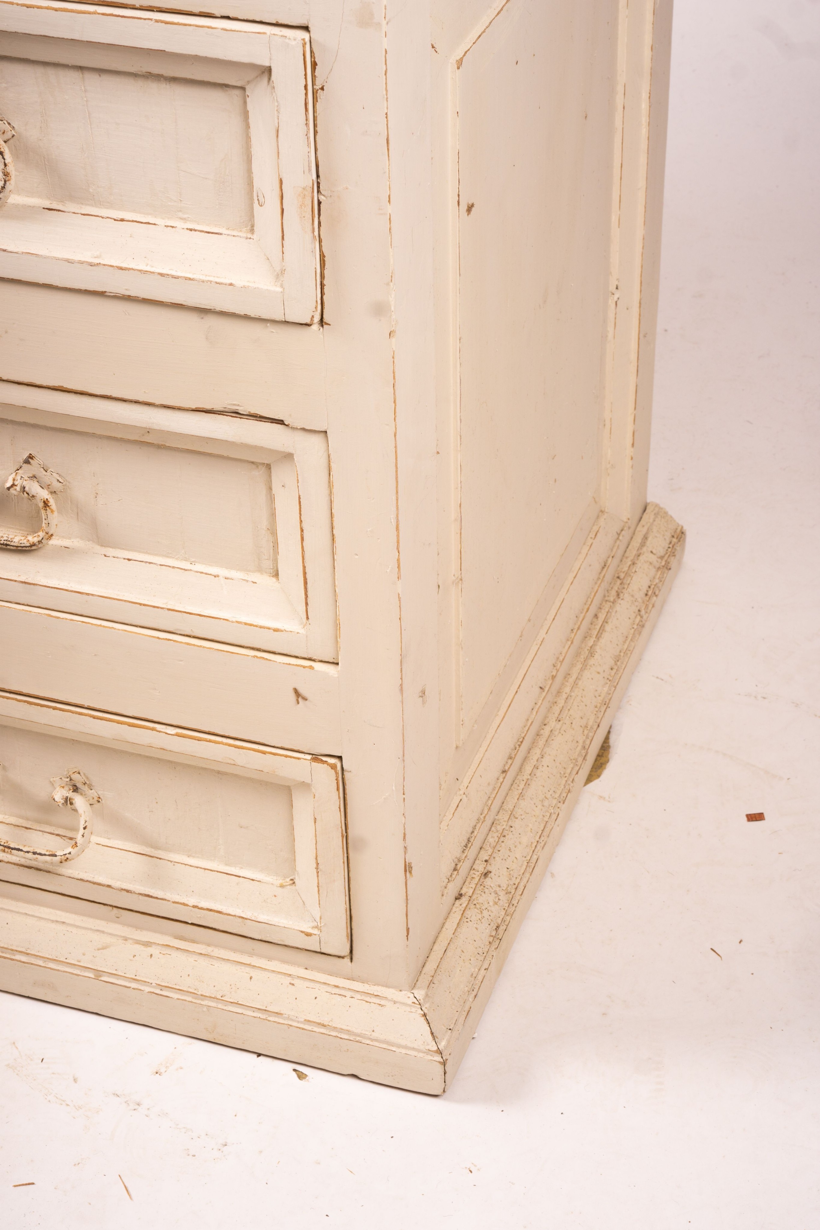 A 19th century Continental painted pine press cupboard, length 105cm, depth 62cm, height 182cm